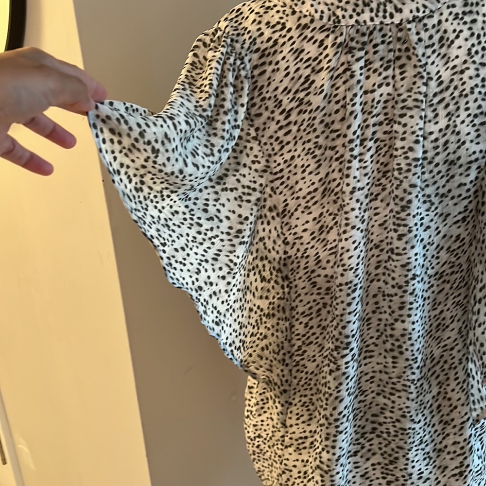 Chaps Dotted Flutter Sleeved Blouse - image 4